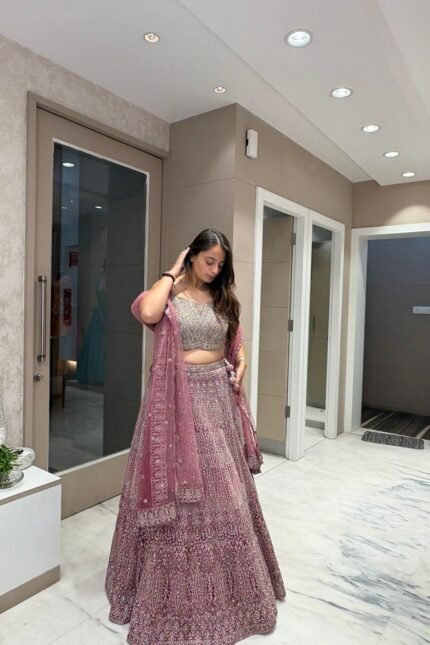 Silver Studded Pink Lehenga