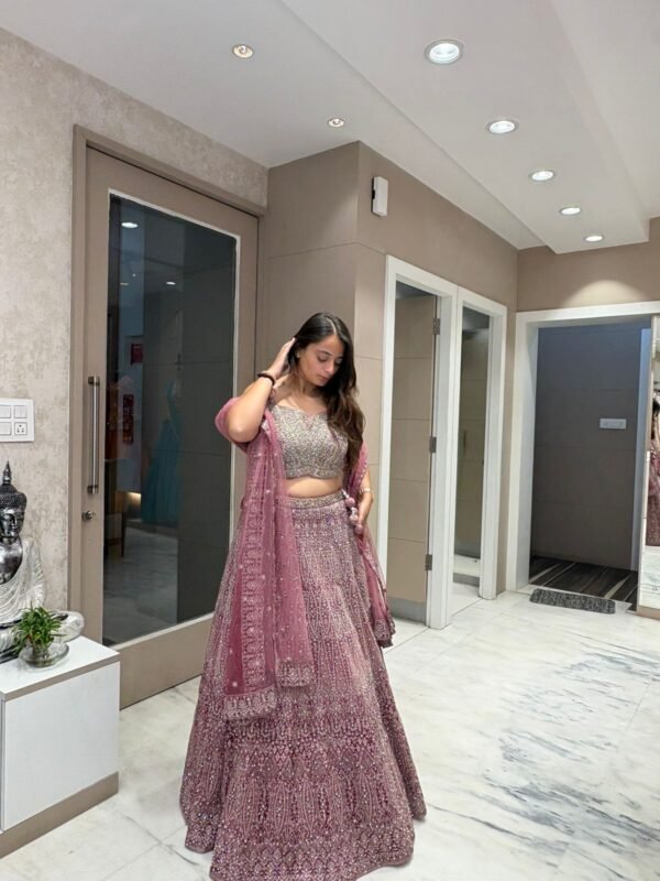 Silver Studded Pink Lehenga