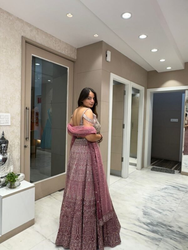 Silver Studded Pink Lehenga